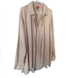 Vintage double layered beige cotton blouse XL